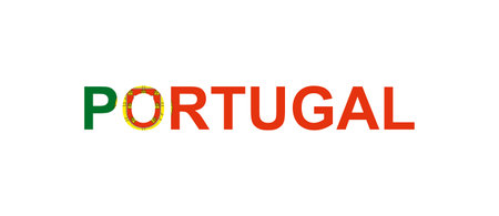 Letters Portugal in the style of the country flag. Portugal word in national flag style. Vector illustration.のイラスト素材