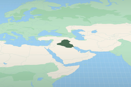 Iraq highlighted on a detailed map, geographic location of Iraq. Vector Map.のイラスト素材