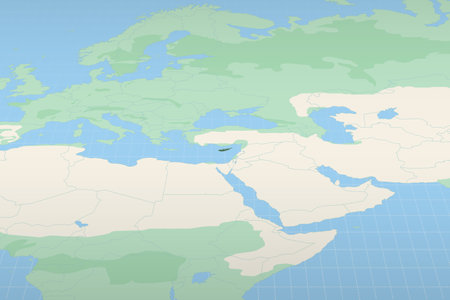 Cyprus highlighted on a detailed map, geographic location of Cyprus. Vector Map.のイラスト素材