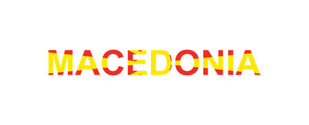Letters North Macedonia in the style of the country flag. North Macedonia word in national flag style. Vector illustration.のイラスト素材