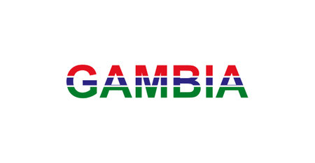 Letters Gambia in the style of the country flag. Gambia word in national flag style. Vector illustration.のイラスト素材