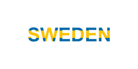 Letters Sweden in the style of the country flag. Sweden word in national flag style. Vector illustration.のイラスト素材