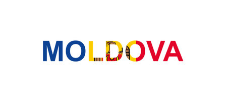 Letters Moldova in the style of the country flag. Moldova word in national flag style. Vector illustration.のイラスト素材