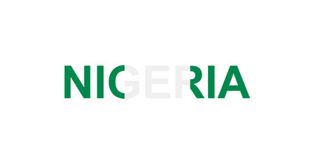 Letters Nigeria in the style of the country flag. Nigeria word in national flag style. Vector illustration.のイラスト素材