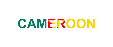 Letters Cameroon in the style of the country flag. Cameroon word in national flag style. Vector illustration.のイラスト素材