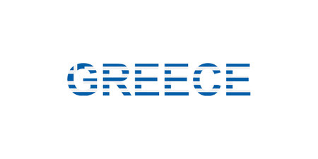 Letters Greece in the style of the country flag. Greece word in national flag style. Vector illustration.のイラスト素材