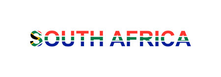 Letters South Africa in the style of the country flag. South Africa word in national flag style. Vector illustration.のイラスト素材
