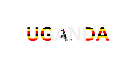 Letters Uganda in the style of the country flag. Uganda word in national flag style. Vector illustration.のイラスト素材