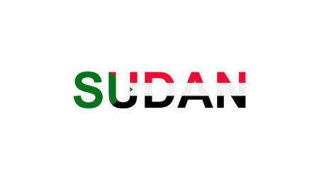 Letters Sudan in the style of the country flag. Sudan word in national flag style. Vector illustration.のイラスト素材