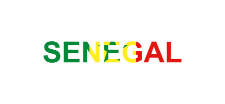 Letters Senegal in the style of the country flag. Senegal word in national flag style. Vector illustration.のイラスト素材