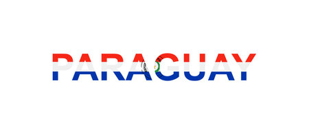 Letters Paraguay in the style of the country flag. Paraguay word in national flag style. Vector illustration.のイラスト素材