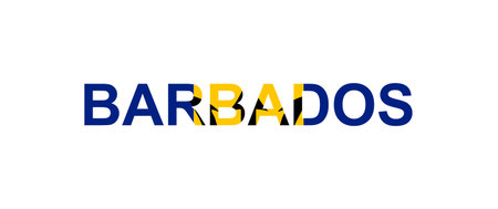 Letters Barbados in the style of the country flag. Barbados word in national flag style. Vector illustration.のイラスト素材