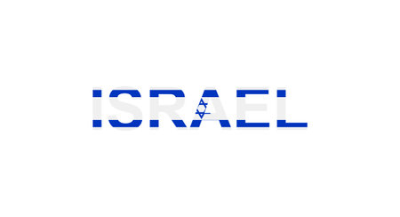 Letters Israel in the style of the country flag. Israel word in national flag style. Vector illustration.のイラスト素材