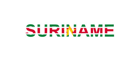 Letters Suriname in the style of the country flag. Suriname word in national flag style. Vector illustration.のイラスト素材