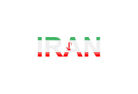 Letters Iran in the style of the country flag. Iran word in national flag style. Vector illustration.のイラスト素材