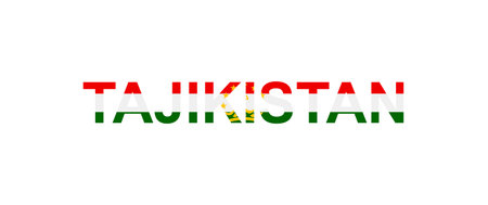 Letters Tajikistan in the style of the country flag. Tajikistan word in national flag style. Vector illustration.のイラスト素材