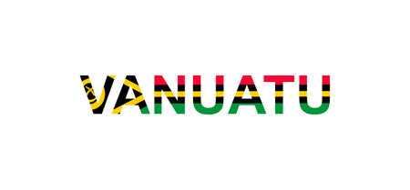 Letters Vanuatu in the style of the country flag. Vanuatu word in national flag style. Vector illustration.のイラスト素材