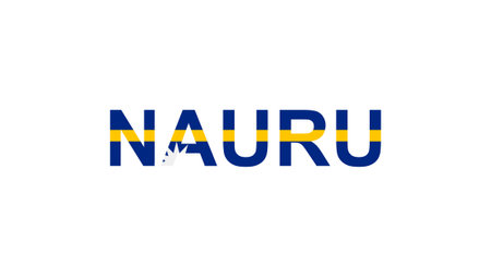 Letters Nauru in the style of the country flag. Nauru word in national flag style. Vector illustration.のイラスト素材