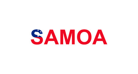 Letters Samoa in the style of the country flag. Samoa word in national flag style. Vector illustration.のイラスト素材