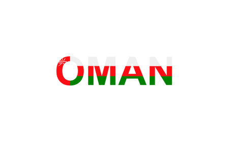 Letters Oman in the style of the country flag. Oman word in national flag style. Vector illustration.のイラスト素材