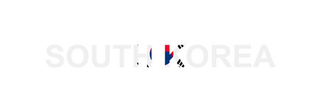 Letters South Korea in the style of the country flag. South Korea word in national flag style. Vector illustration.のイラスト素材