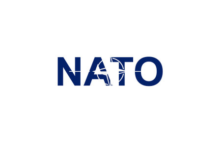 Letters Nato in the style of the country flag. Nato word in national flag style. Vector illustration.のイラスト素材
