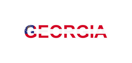 Letters Georgia in the style of the country flag. Georgia word in national flag style. Vector illustration.のイラスト素材