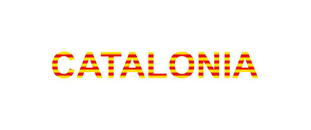 Letters Catalonia in the style of the country flag. Catalonia word in national flag style. Vector illustration.のイラスト素材