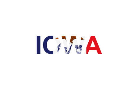 Letters Iowa in the style of the country flag. Iowa word in national flag style. Vector illustration.のイラスト素材