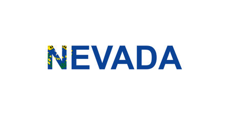 Letters Nevada in the style of the country flag. Nevada word in national flag style. Vector illustration.のイラスト素材