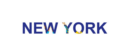 Letters New York in the style of the country flag. New York word in national flag style. Vector illustration.のイラスト素材