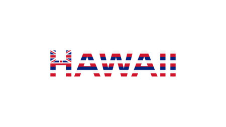 Letters Hawaii in the style of the country flag. Hawaii word in national flag style. Vector illustration.のイラスト素材