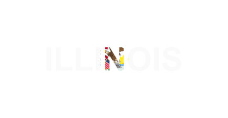 Letters Illinois in the style of the country flag. Illinois word in national flag style. Vector illustration.のイラスト素材