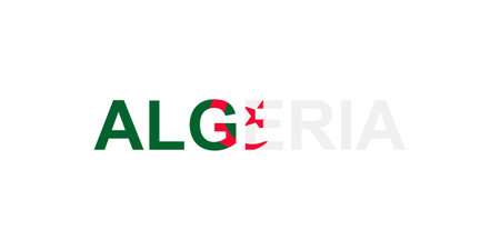 Letters Algeria in the style of the country flag. Algeria word in national flag style. Vector illustration.のイラスト素材