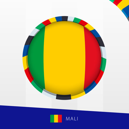 Mali Flag with Colorful Circle Border. Vector icon.のイラスト素材