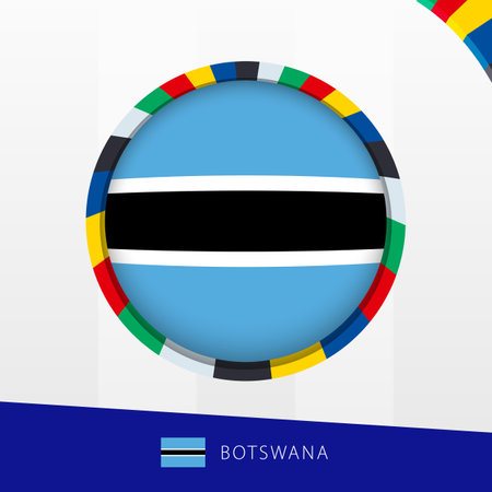 Botswana Flag with Colorful Circle Border. Vector icon.のイラスト素材