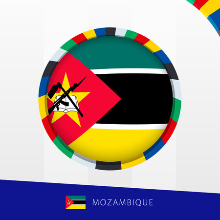 Mozambique Flag with Colorful Circle Border. Vector icon.のイラスト素材