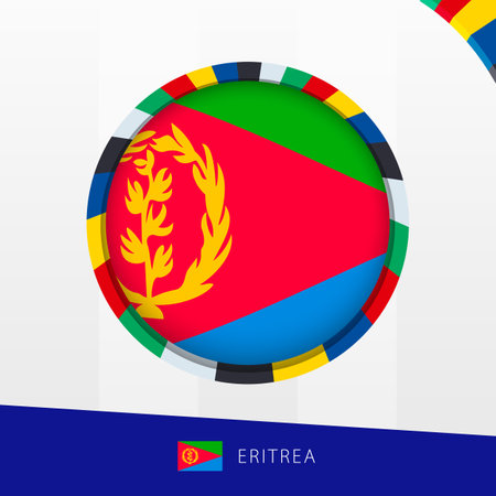 Eritrea Flag with Colorful Circle Border. Vector icon.のイラスト素材