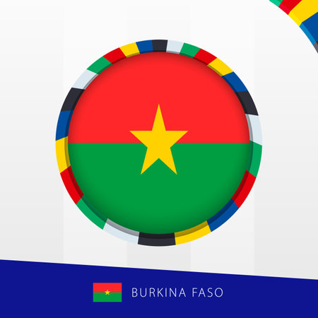 Burkina Faso Flag with Colorful Circle Border. Vector icon.のイラスト素材
