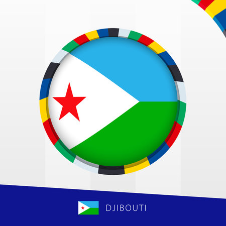 Djibouti Flag with Colorful Circle Border. Vector icon.のイラスト素材