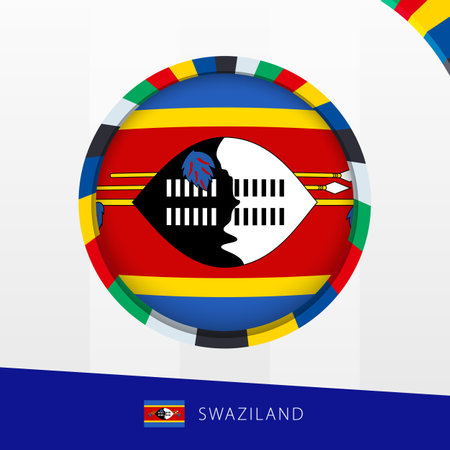 Swaziland Flag with Colorful Circle Border. Vector icon.のイラスト素材