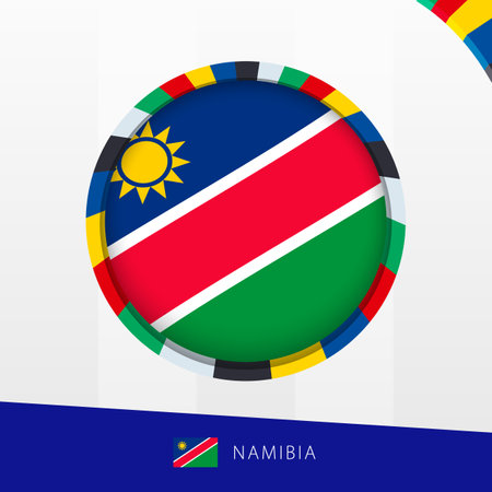 Namibia Flag with Colorful Circle Border. Vector icon.のイラスト素材