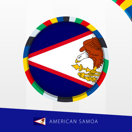 American Samoa Flag with Colorful Circle Border. Vector icon.のイラスト素材
