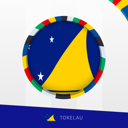 Tokelau Flag with Colorful Circle Border. Vector icon.のイラスト素材
