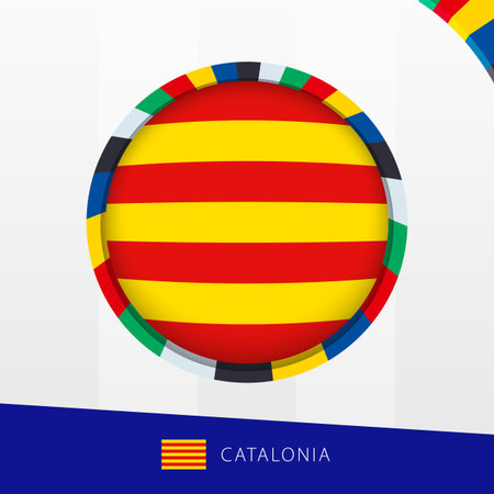 Catalonia Flag with Colorful Circle Border. Vector icon.のイラスト素材