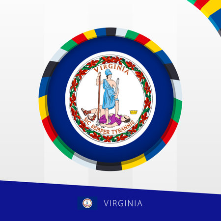 Virginia Flag with Colorful Circle Border. Vector icon.のイラスト素材