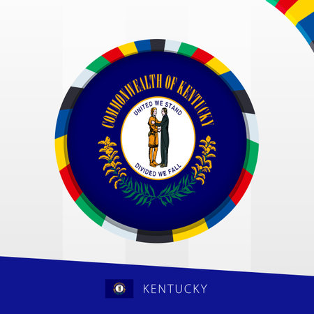 Kentucky Flag with Colorful Circle Border. Vector icon.のイラスト素材