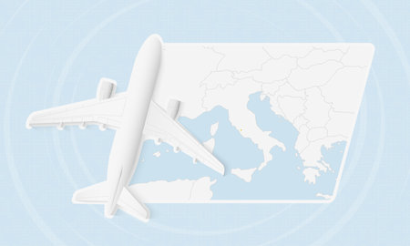 Vatican City Travel Illustration with Plane and National Flag. Ideal for travel agencies, promotional materials, or geographic content related to Vatican City.のイラスト素材