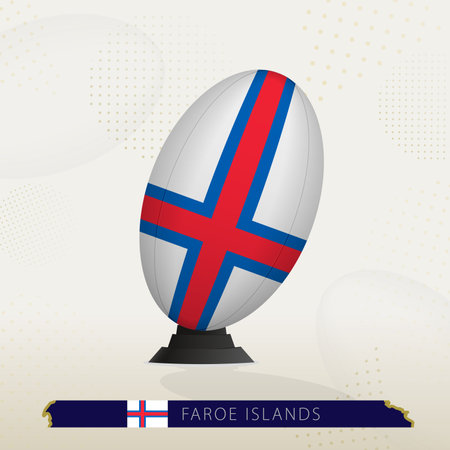 Faroe Islands Rugby Ball on Rugby Kicking Tees with Modern Design. Illustration perfect for sports, national pride, and rugby-related projects.のイラスト素材