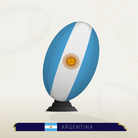 Argentina Rugby Ball on Rugby Kicking Tees with Modern Design. Illustration perfect for sports, national pride, and rugby-related projects.のイラスト素材